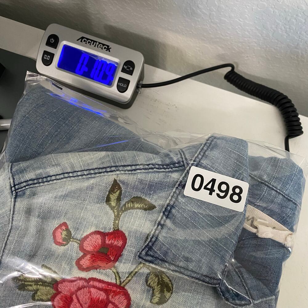 En Creme Womens S Embroidered Floral Chambray Denim Shirt Tunic Long Sleeve - Picture 14 of 14